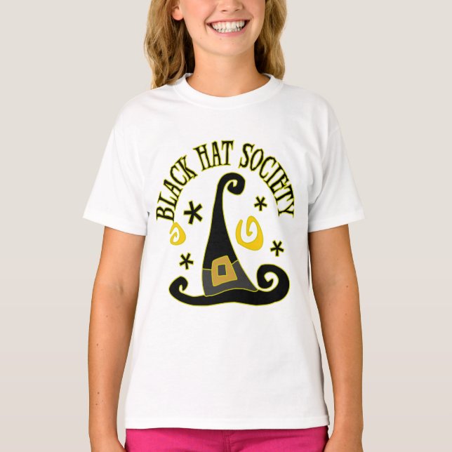 T-shirt da sociedade do chapéu negro (Frente)