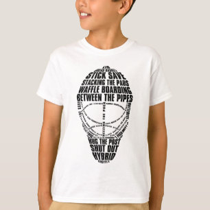 T-shirt da tipografia da máscara do Goalie do