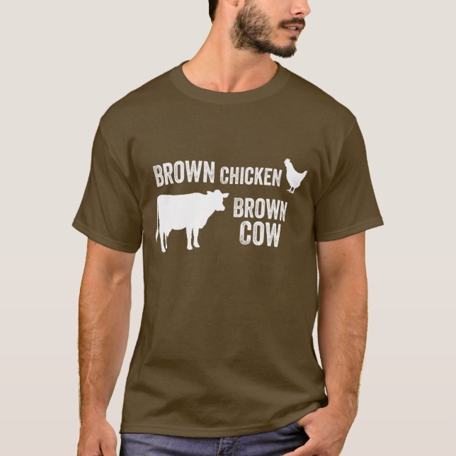 T-shirt da vaca de Brown da galinha de Brown (Frente)