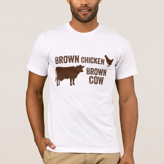 T-shirt da vaca de Brown da galinha de Brown (Frente)