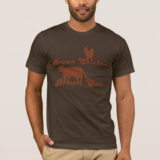T-shirt da vaca de Brown da galinha de Brown (Frente)