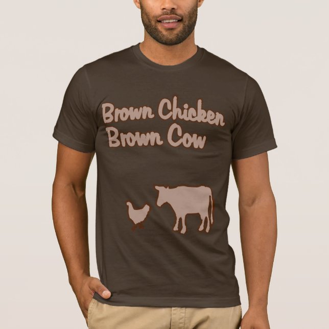 T-shirt da vaca de Brown da galinha de Brown (Frente)