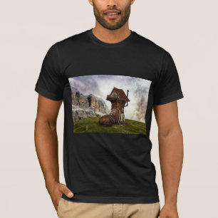 T-shirt da velha calçado