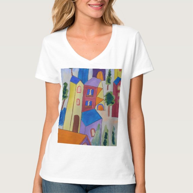 T-Shirt da Vila abstrato de Verão (Frente)