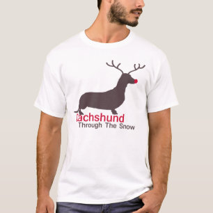 T-shirt Dachshund Através Da Neve
