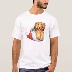 T-shirt Dachshund de cabelos compridos feliz de Howliday
