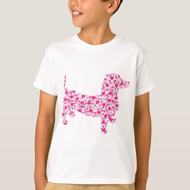 T-shirt Dachshund Hearts (Frente)