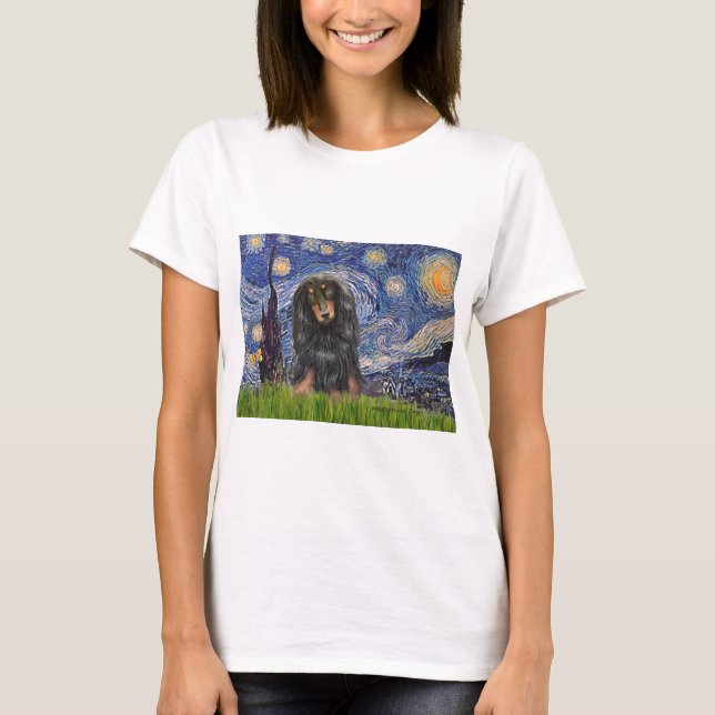 T-shirt Dachshund (LHBT) - Noite Estrelada (Frente)