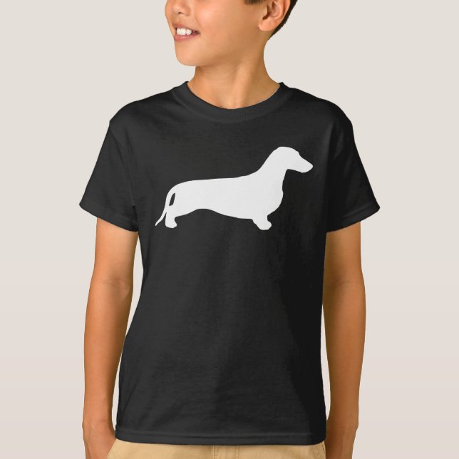 T-shirt Dachshund silhout White + suas ideias (Frente)