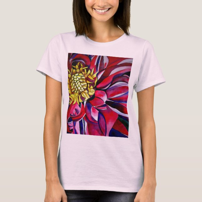 T-shirt Dahlia flor abstrato arte de flor original (Frente)