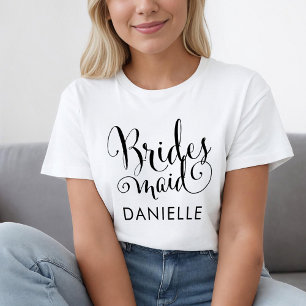 T-shirt Dama de Honra Caligrafia Nome de Casamento