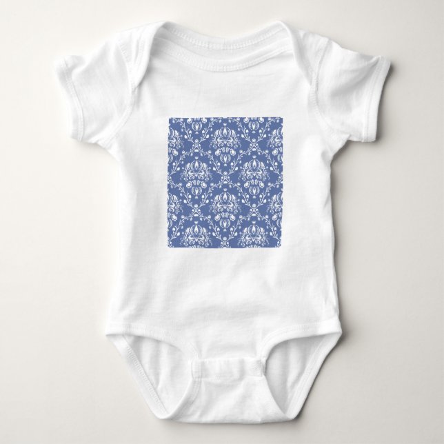 T-shirt Damasco Azul e Branco (Frente)