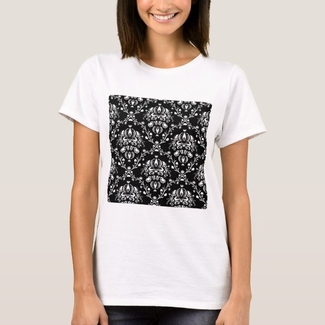 T-shirt Damasco preto e branco (Frente)