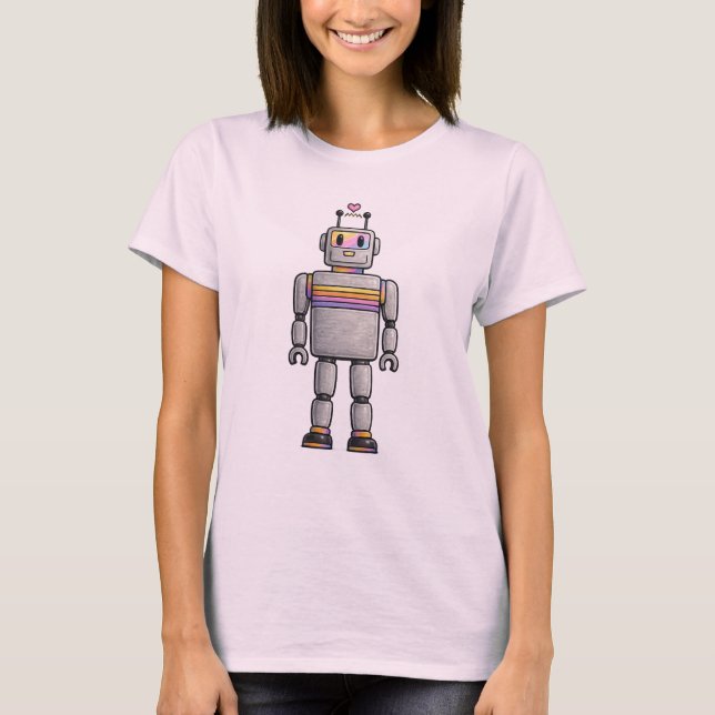 T-Shirt Damen mit Roboter (Frente)