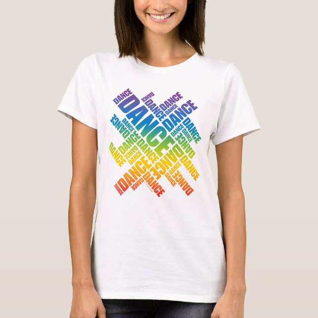 T-shirt Dança tipográfica (espectro) (Frente)