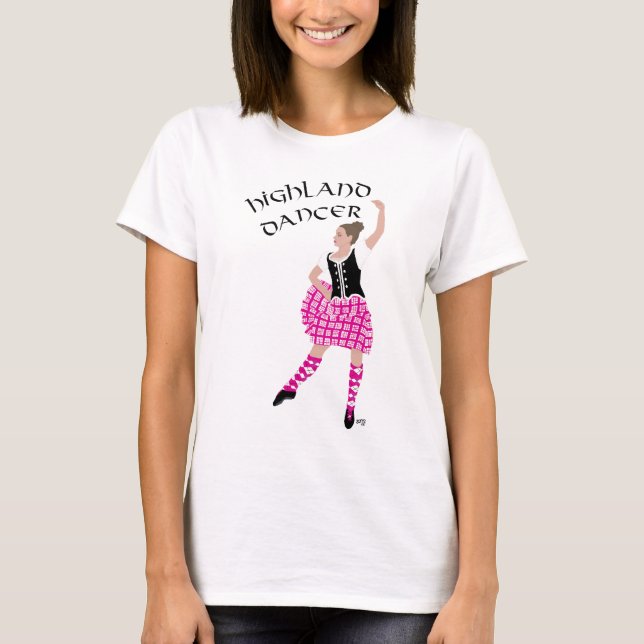 T-shirt Dançarina das Terras Altas Rosa (Frente)