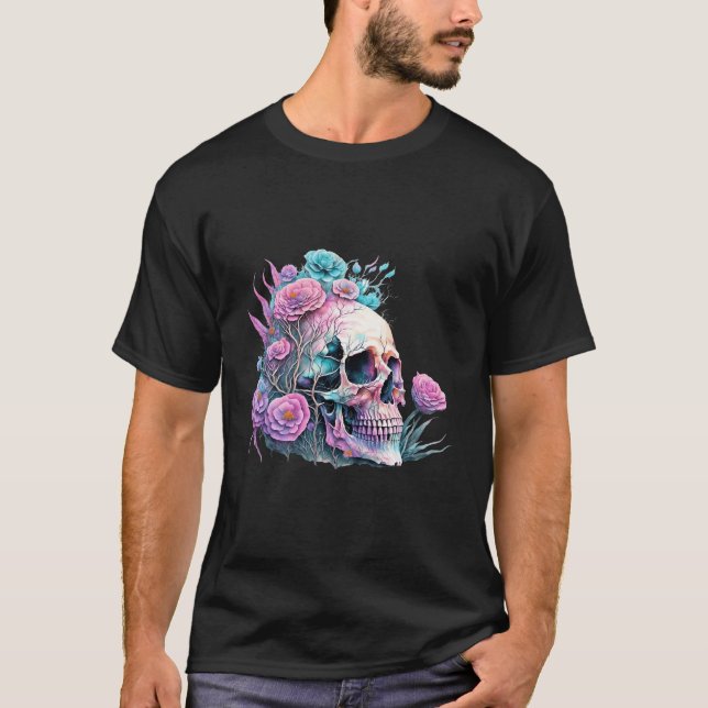 T-Shirt Dark, Arte Escura Floral (Frente)