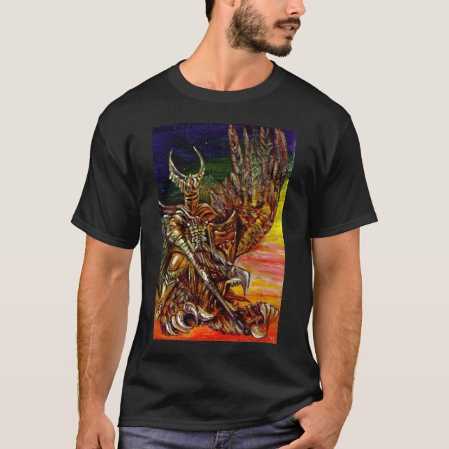 T-shirt DARK KNIGHT E DRAGON Fantasy (Frente)