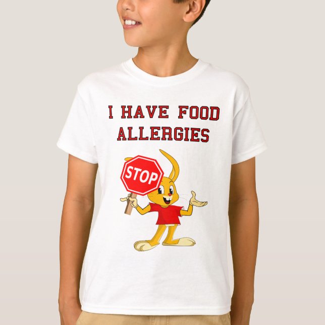 T-shirt das alergias de comida de StopBunny do (Frente)