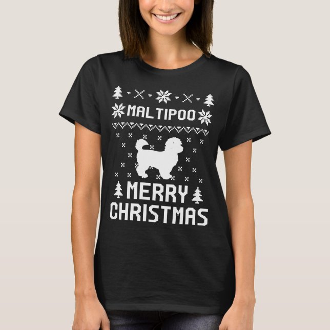 T-shirt das camisolas do Feliz Natal de MALTIPOO (Frente)