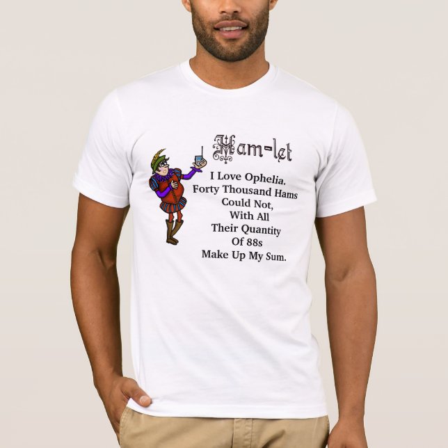 T-shirt das citações de Ophelia do amor de Hamlet (Frente)