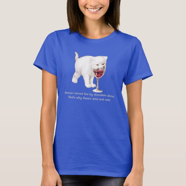 T-shirt das citações do amante do vinho e do gato (Frente)