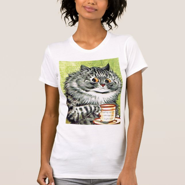 T-shirt das citações do gato do chá (Frente)