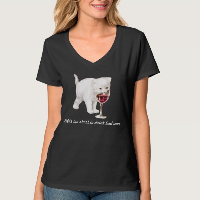 T-shirt das citações do gato do vinho tinto das (Frente)