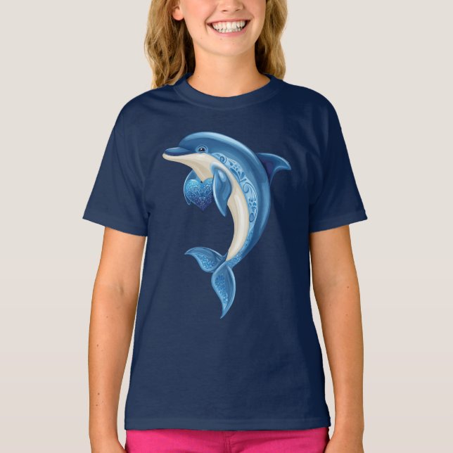 T-Shirt das Crianças de Golfinhos Sorrindo (Frente)