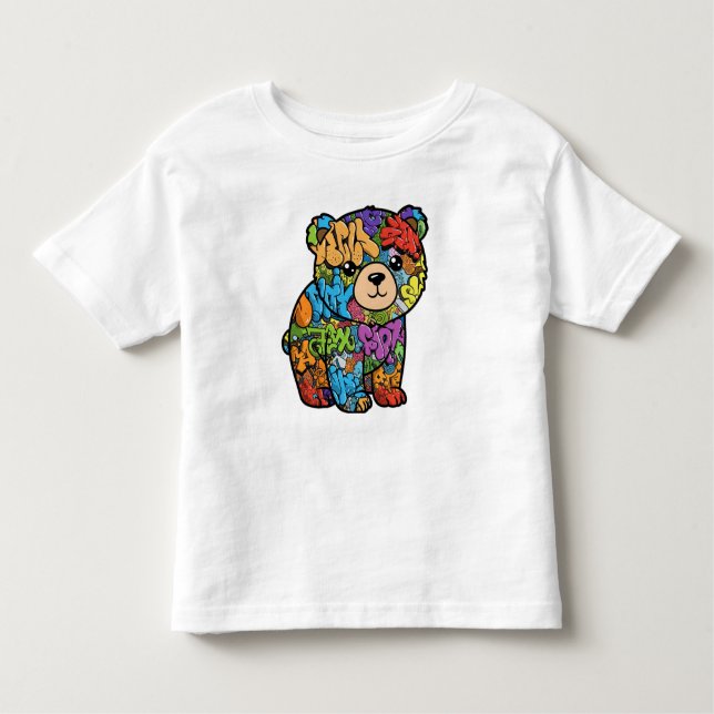 T-Shirt das Crianças de Urso de Grafite legal (Frente)
