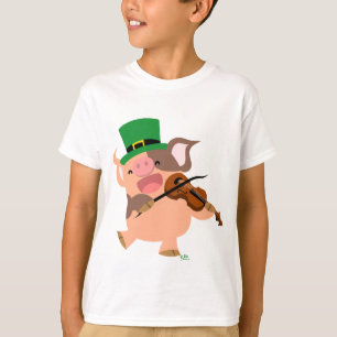 T-shirt das crianças do porco do violinista do Di