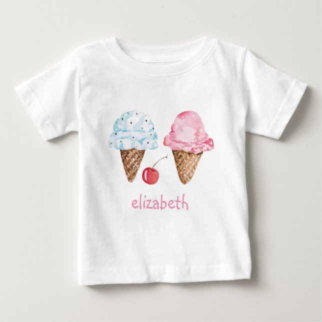 T-SHIRT DAS CRIANÇAS: SORVETES + NOME (Frente)