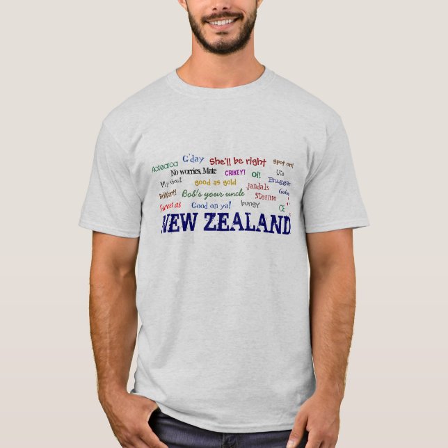 T-shirt das EXPRESSÕES de NOVA ZELÂNDIA (Frente)