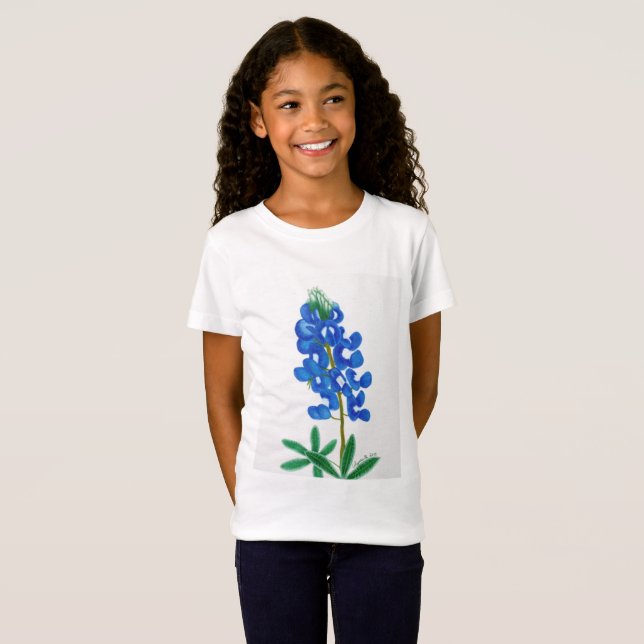 T-Shirt das Meninas de Bluebonnet do Texas (Frente Completa)