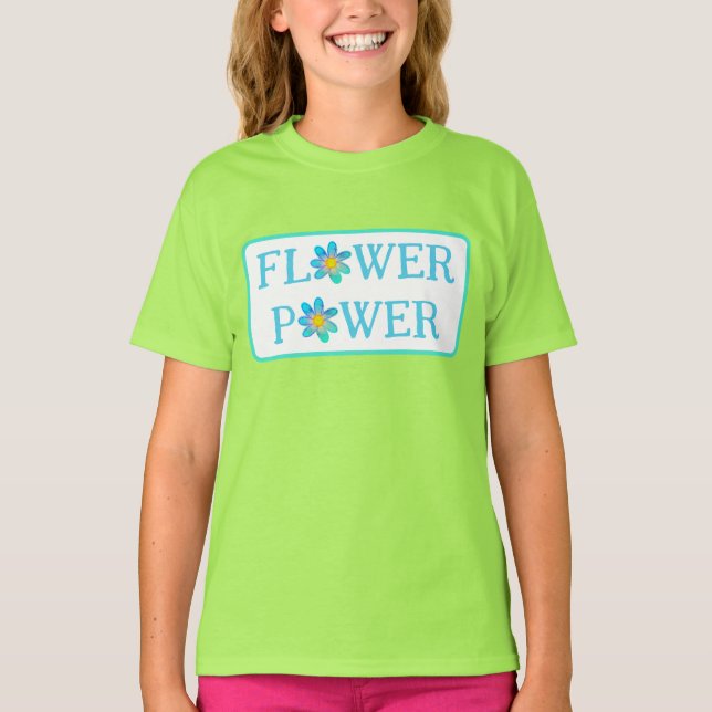 T-Shirt das Meninas de Energia Flor Divertida (Frente)