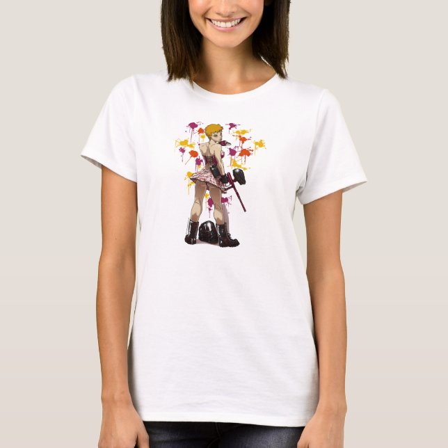 T-shirt das meninas do Paintball do Anime (Frente)