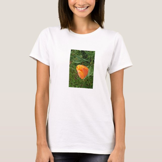 T-Shirt das Mulheres de Tulip Laranja (Frente)