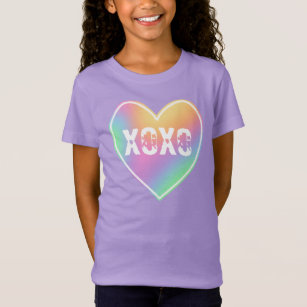 T-Shirt das Raparigas do Coração Arco-Íris do XOXO
