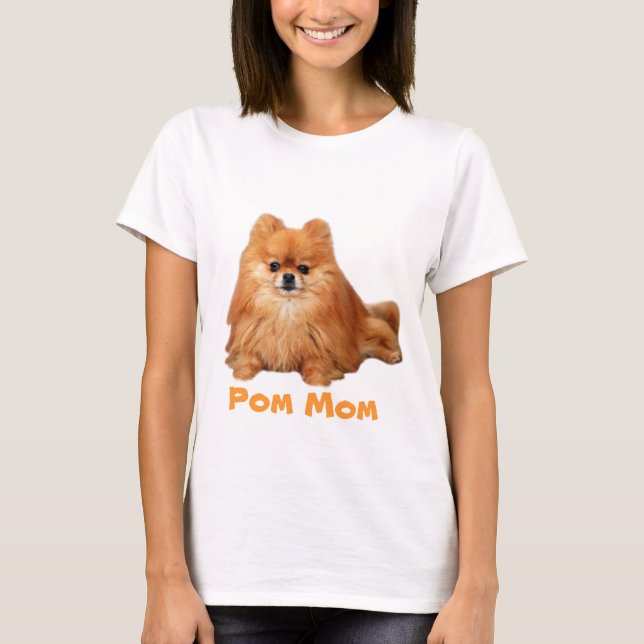 T-shirt das senhoras da MAMÃ de Pomeranian POM (Frente)