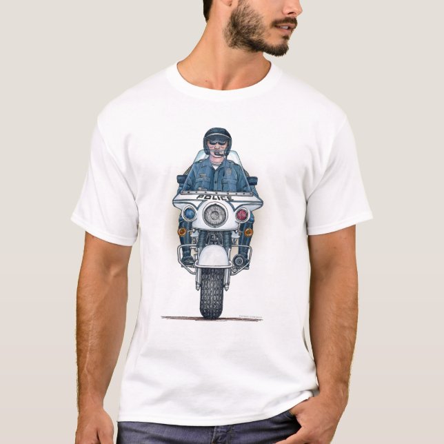 T-shirt das senhoras da motocicleta da polícia (Frente)