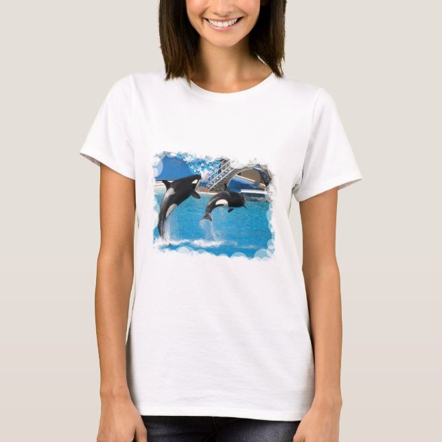T-shirt das senhoras das baleias da orca (Frente)