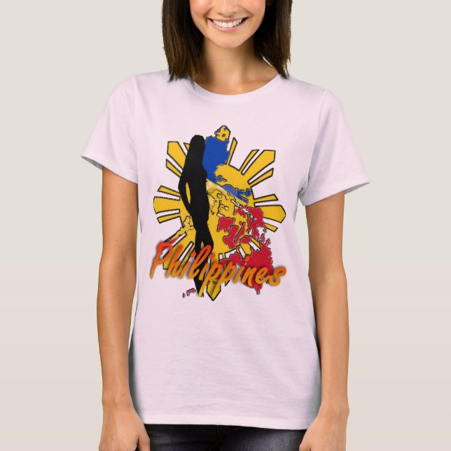 T-shirt das senhoras de Filipinas W/Girl (Frente)