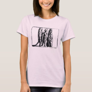 T-shirt das senhoras de Meerkat - carvão vegetal