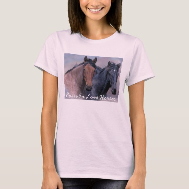 T-shirt das senhoras dos cavalos selvagens (Frente)