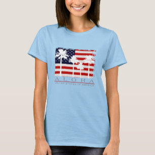 T-shirt das senhoras dos EUA da bandeira da palma