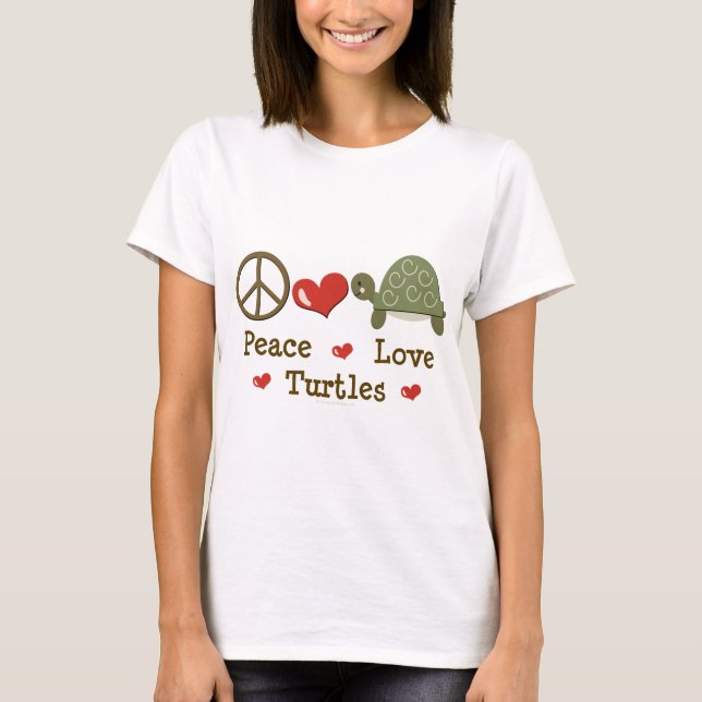 T-shirt das tartarugas do amor da paz (Frente)