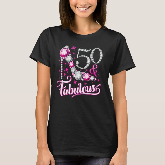 T-shirt de 50º aniversário. 50 t-shirt fabulosa pa (Frente)