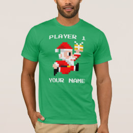 T-shirt de 8 bits personalizado do Natal de Papai