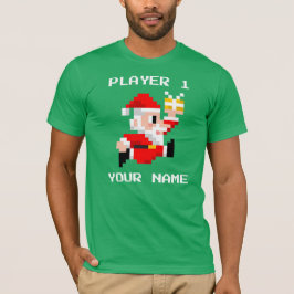 T-shirt de 8 bits personalizado do Natal de Papai