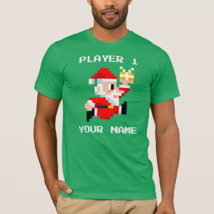 T-shirt de 8 bits personalizado do Natal de Papai